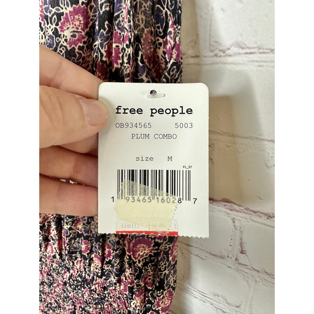 NEW Free People I'm Your Favorite Dress Plum Combo Floral Womens Medium NWT - Picture 5 of 11